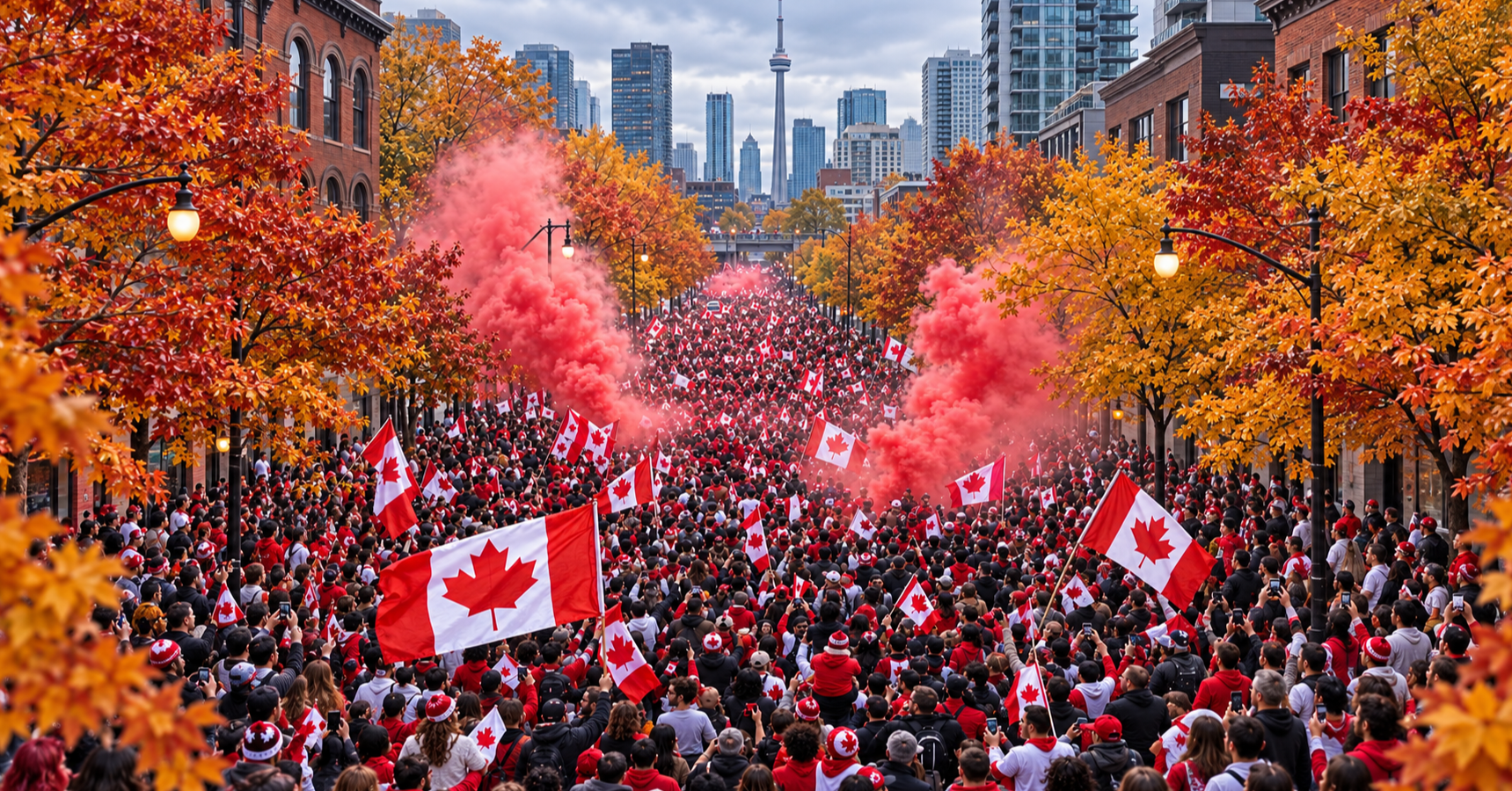 Supplied image: Autumn crowd, wide frame